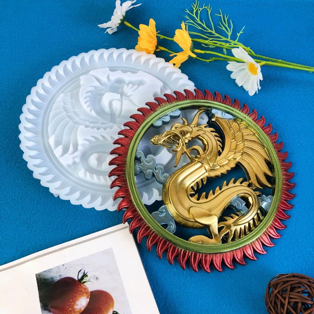 FENOHREFE 3D Dragon Resin Mold Handmade Epoxy Silicone Molds Wall Decoration for Home Office Bedroom Ornament Mold Craft