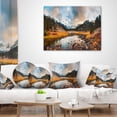 thumbnail image 3 of Designart Rocky Lake Sunset Panorama - Modern Seashore Throw Pillow - 18x18, 3 of 4