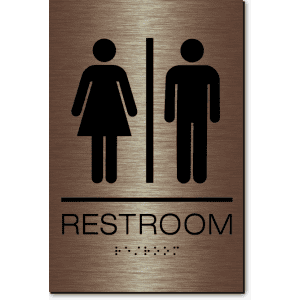 

California Unisex RESTROOM Wall Sign-Copper / Black (4 Units)