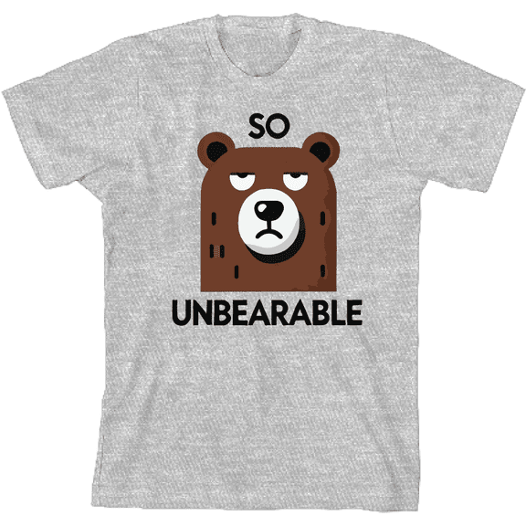 So Unbearable Youth Heather Gray Crew Neck Short Sleeve Tee-Medium