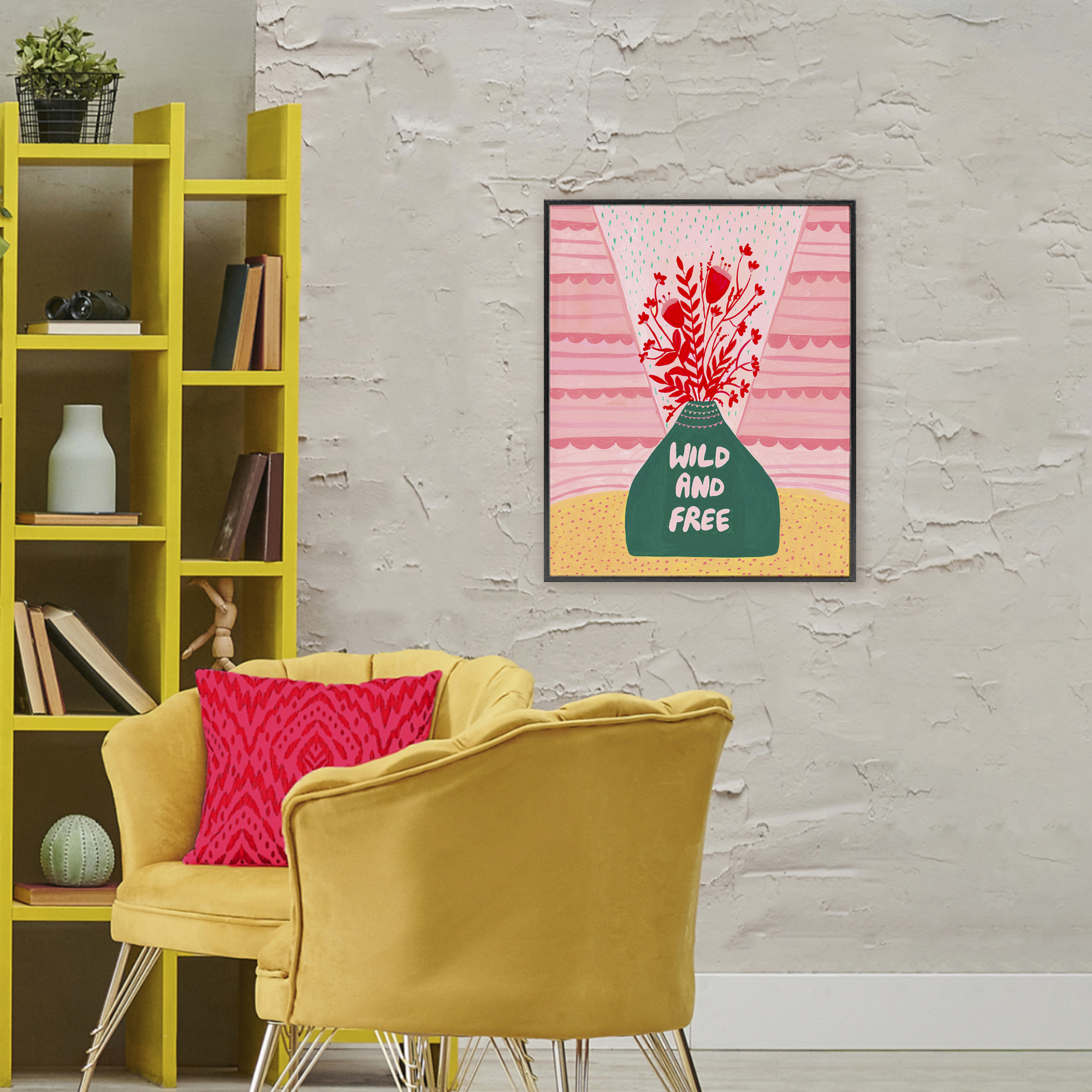Midcentury Wild And Free Black Framed Giclee Art, design by Nabeela Rumi