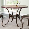 thumbnail image 1 of CorLiving Jericho Round Warm Stained Wood And Metal Dining Table, 1 of 4