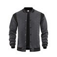thumbnail image 2 of Men's Casual Jacket Solid Color Zipper Cardigan Standing Collar Long Sleeve Pocket Exercise Hoodie Style, 2 of 6