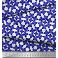 thumbnail image 2 of Soimoi Blue polyester Crepe Fabric Floral Art Geometric Print Fabric by the Yard 42 Inch Wide, 2 of 3
