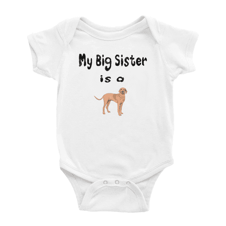 

My Big Sister Is A Vizsla Dog Funny Baby Bodysuit Boy Girl Unisex