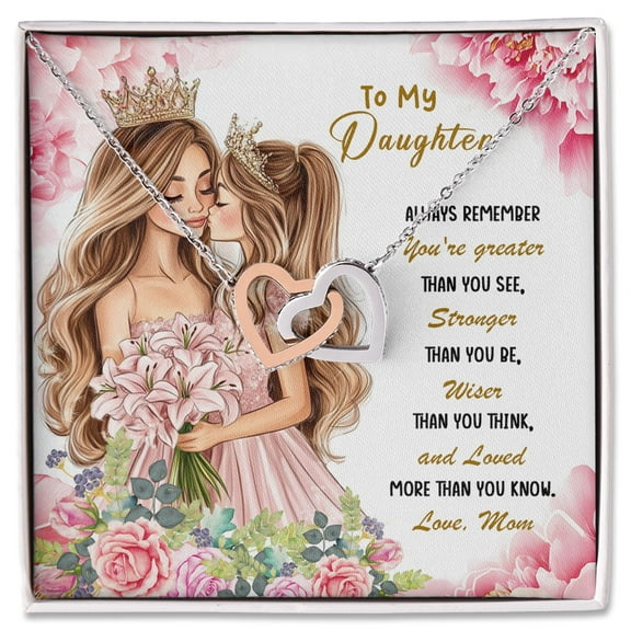 To My Daughter Necklace From Mom, Crown Princess Design Jewelry Gift, Mother To Daughter Inspirational Quote, Birthday Graduation Christmas Gift, Love Message Card Included