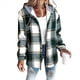 thumbnail image 2 of Camisas A Cuadros para Mujer, Chaqueta de Larga con Botones y Forro , Sudadera con Capucha, Blusa Informal de Moda. Verde S, 2 of 6