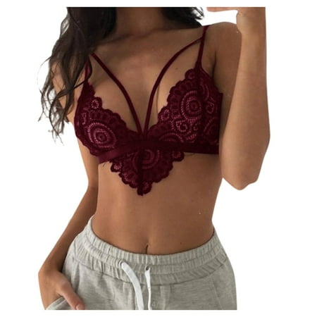 

Women Underwear High Waist Crop Cami Bralet Top Bralette Bustier Bra Tank Lace Floral Unpadded Lingerie