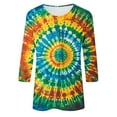 thumbnail image 5 of CYMMPU 3/4 Sleeve Round Neck Blouses for Women Dressy Casual Tunic Tops Fall Trendy Shirts Loose Fit Spring Tops Tie Dye Ombre T-Shirts XXXL, 5 of 5