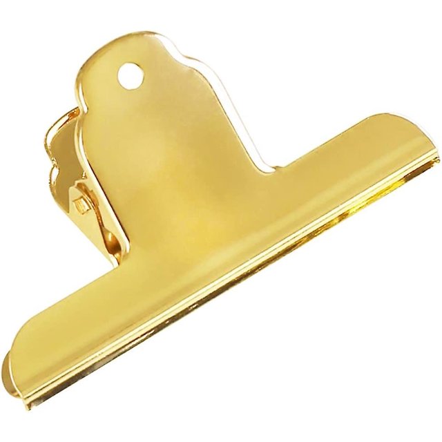 Clips de papel de bulldog de acero inoxidable dorado, soporte de archivo de abrazadera grande de metal de 2 paquetes compatible con tablero de dibujo, pintura, fotos Afortunado Sencillez