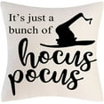thumbnail image 4 of Halloween Decor Throw Pillow Covers Set of 4 Halloween Decorations Hocus Pocus Farmhouse Saying Fall Pillow Covers 18 x 18 Inches for Home Couch, 4 of 5