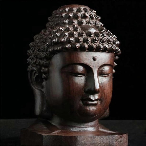 Creative New Buddha Statue Wooden Sakyamuni Tathagata Figurine India Head Crafts Decorative Ornament