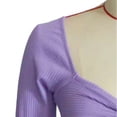 thumbnail image 3 of Blusa De Punto Acanalado De Manga Larga, Camisa Frontal Torcida De Color Puro, Ajuste Delgado, Suave, Elegante, Elegante Para El Trabajo De Oficina, 3 of 6