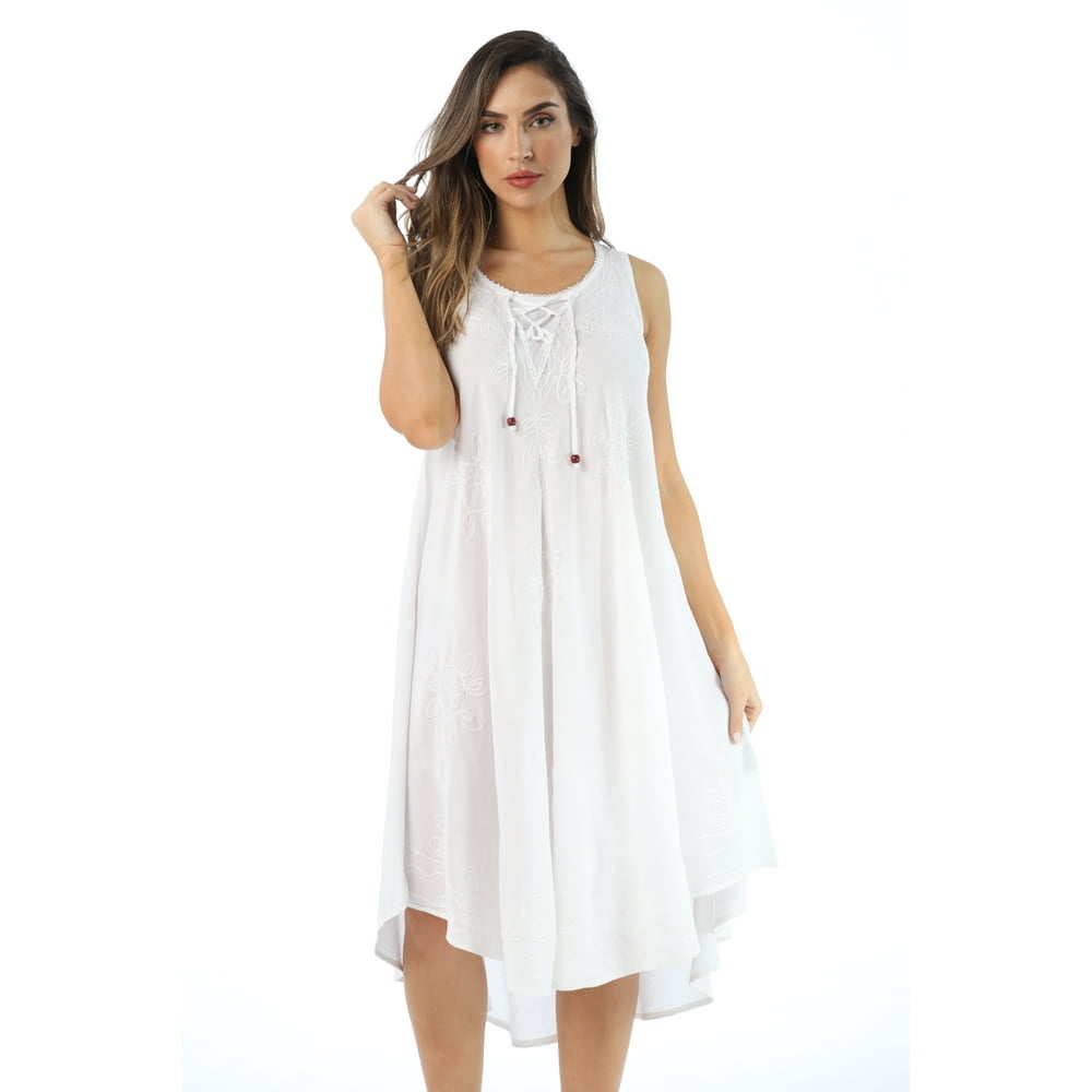 womens white sun dresses