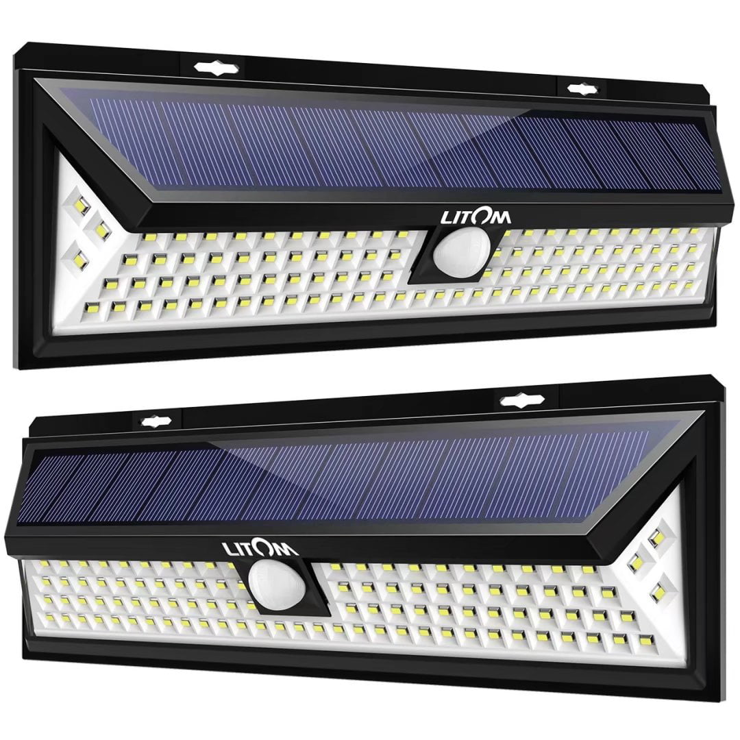 LITOM 102 LED Solar Lights Motion Sensor Security Garden Outdoor Panel Wall Lamp 