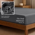 thumbnail image 6 of Bare Home Bamboo Fitted Sheet - Made from Rayon Fibers - Deep Pockets - Soft, Cooling & Breathable - Queen, Gray, 6 of 9