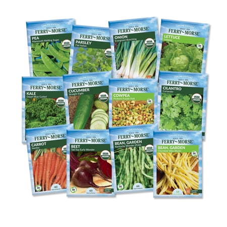 Ferry-Morse Succession Planting Heirloom Seed Variety Pack Direct Sow Garden Kit for Raised Beds & Containers - 12 Pack