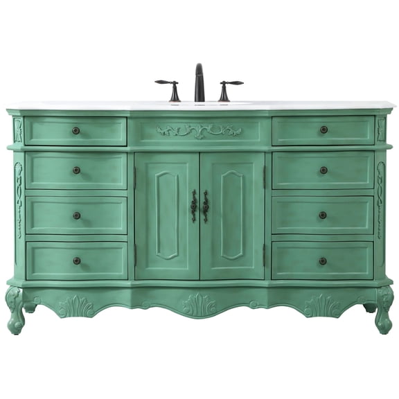 Elegant Lighting Vf10160-Vw Danville 60" Free Standing Single Basin Vanity Set - Vintage