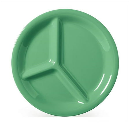 10.25 Inch Three Light - Diamond Mardi Gras 10.25 inch 3 Compartment Plate Rainforest Green Melamine/Case of 12