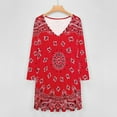 thumbnail image 4 of Bandana - Red Art Long Sleeve Dresses For Women Vintage Elegant Party Dress Oversized V-neck Dress S-8XL, 4 of 7