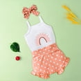 thumbnail image 2 of Summer Baby Girl Rainbow Embroidered Camisole Romper Polka Dot Shorts 3Pcs Clothes Outfit Kids Girl Beach Casual Set, 2 of 8