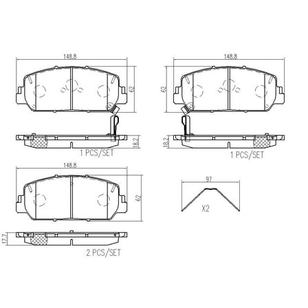 Brembo 16-18 Acura ILX/16-17 Honda Accord Front Premium NAO Ceramic OE Equivalent Pad