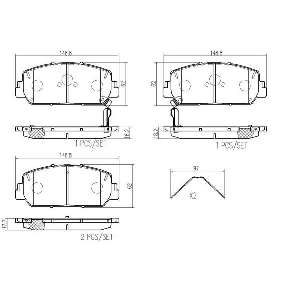 Brembo 16-18 Acura ILX/16-17 Honda Accord Front Premium NAO Ceramic OE Equivalent Pad