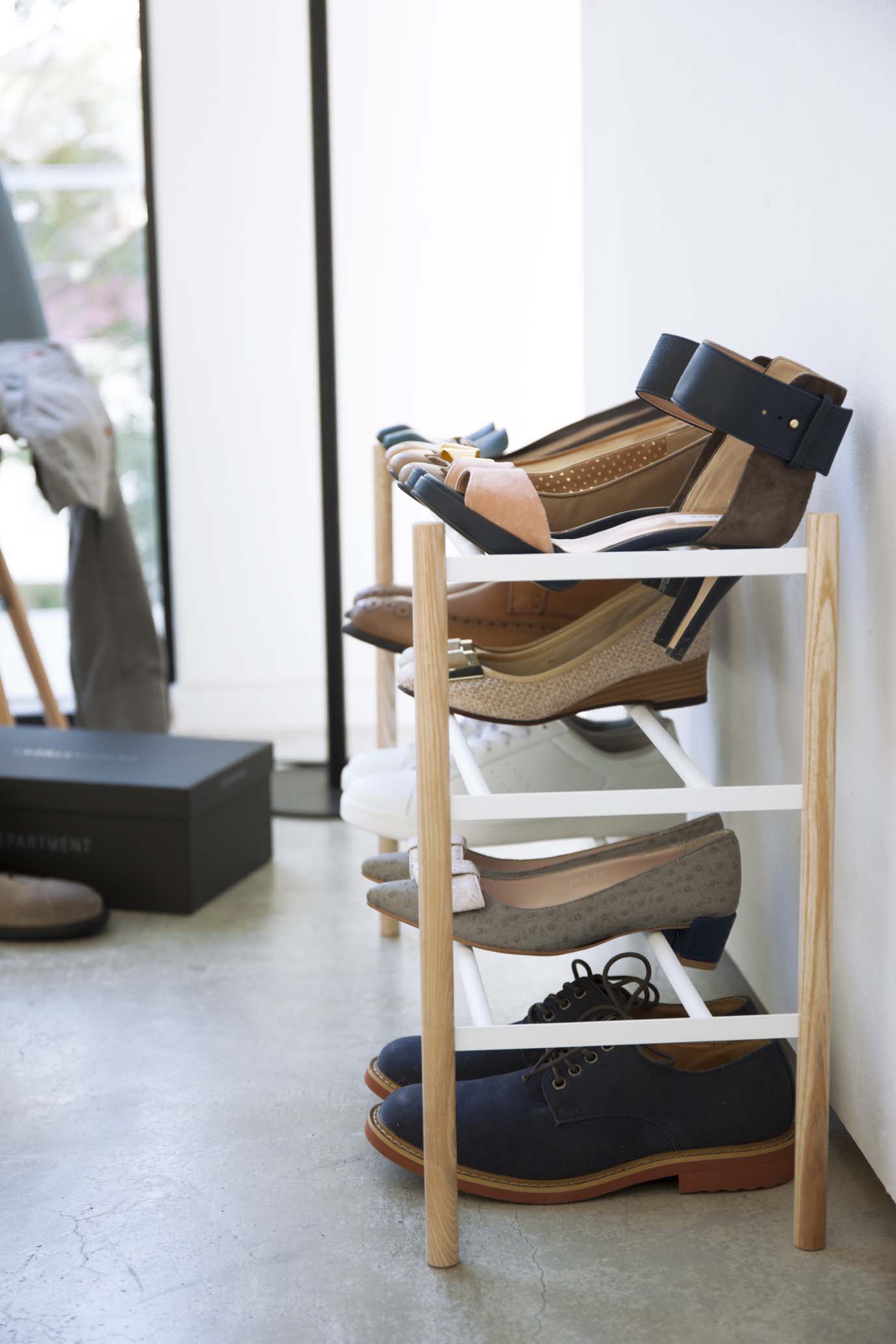 room essentials expandable shoe rack on Yamazaki Home Plain Expandable 3 Tier Shoe Rack Walmart Com Walmart Com