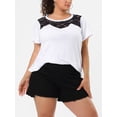 thumbnail image 5 of Agnes Orinda Women's Plus Size Lace Insert Short Sleeves Round Neck T-shirts, 5 of 6