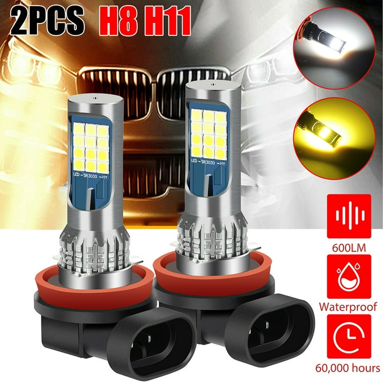 2x LED H4 Motorcycle Headlight Bulb Two Color LED Light H4 LED Bulb White  Yellow blue Replacement Lamp for Auto 3030 30SMD 12V