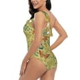 thumbnail image 4 of Easygdp Floral with Butterflies Women's One Shoulder Ruffle Monokini Bathing Suits with Removable Chest Pad, Quick Drying - Small, 4 of 8