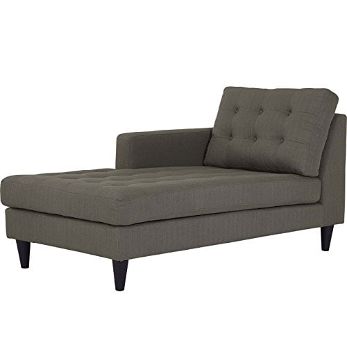 Modway Empress Mid-Century Modern Upholstered Fabric Left-Arm Chaise Lounge In Granite