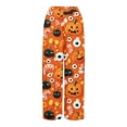 thumbnail image 5 of WTOBBY Women's Halloween Themed Elastic Waist Drawstring Pocket Pants, Loose Casual Printed Wide Leg Trousers for Seasonal Holiday Wear,Saffron 2XL, 5 of 6