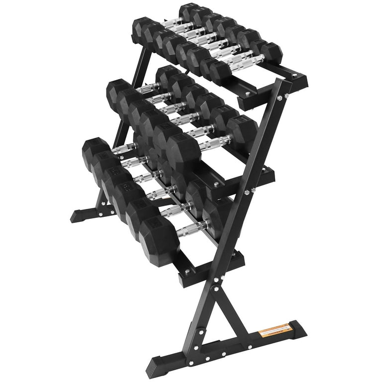 BalanceFrom 550 LB Dumbbell Set with 3 Tier Rack Pair of 5 10 15 20 25 30 35 40 45 50 LBs Multiple Packages