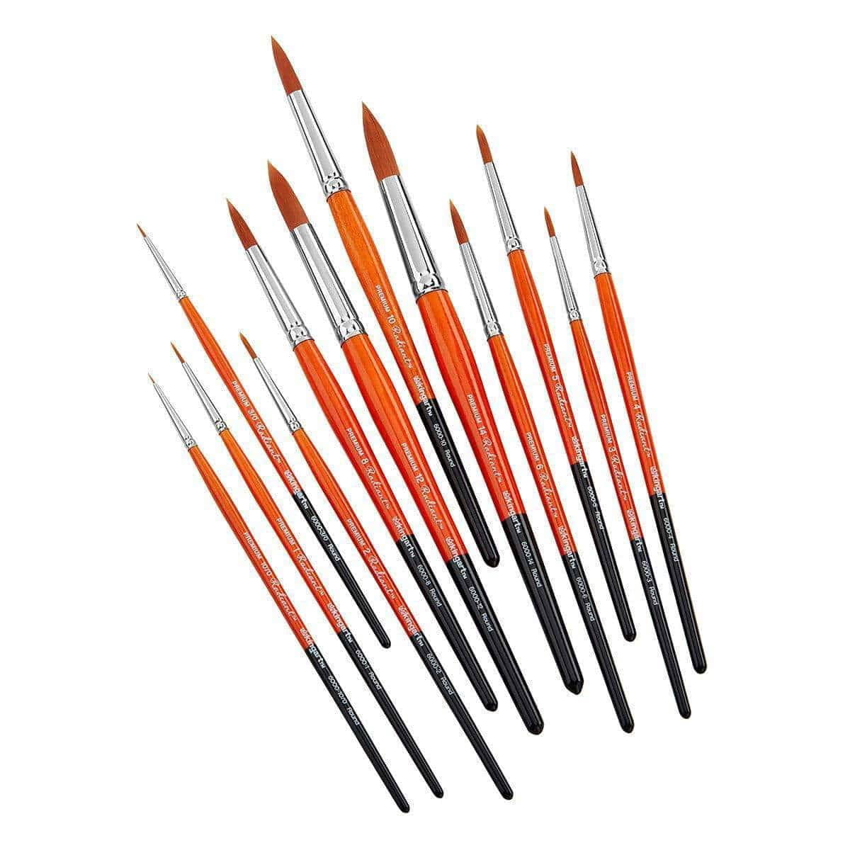 Kingart Radiant, Premium Golden Taklon Brushes, Set of 12, All Ages