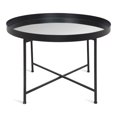 thumbnail image 3 of Kate and Laurel Celia Round Metal Foldable Coffee Table with Mirrored Tray Top, Black, 3 of 7
