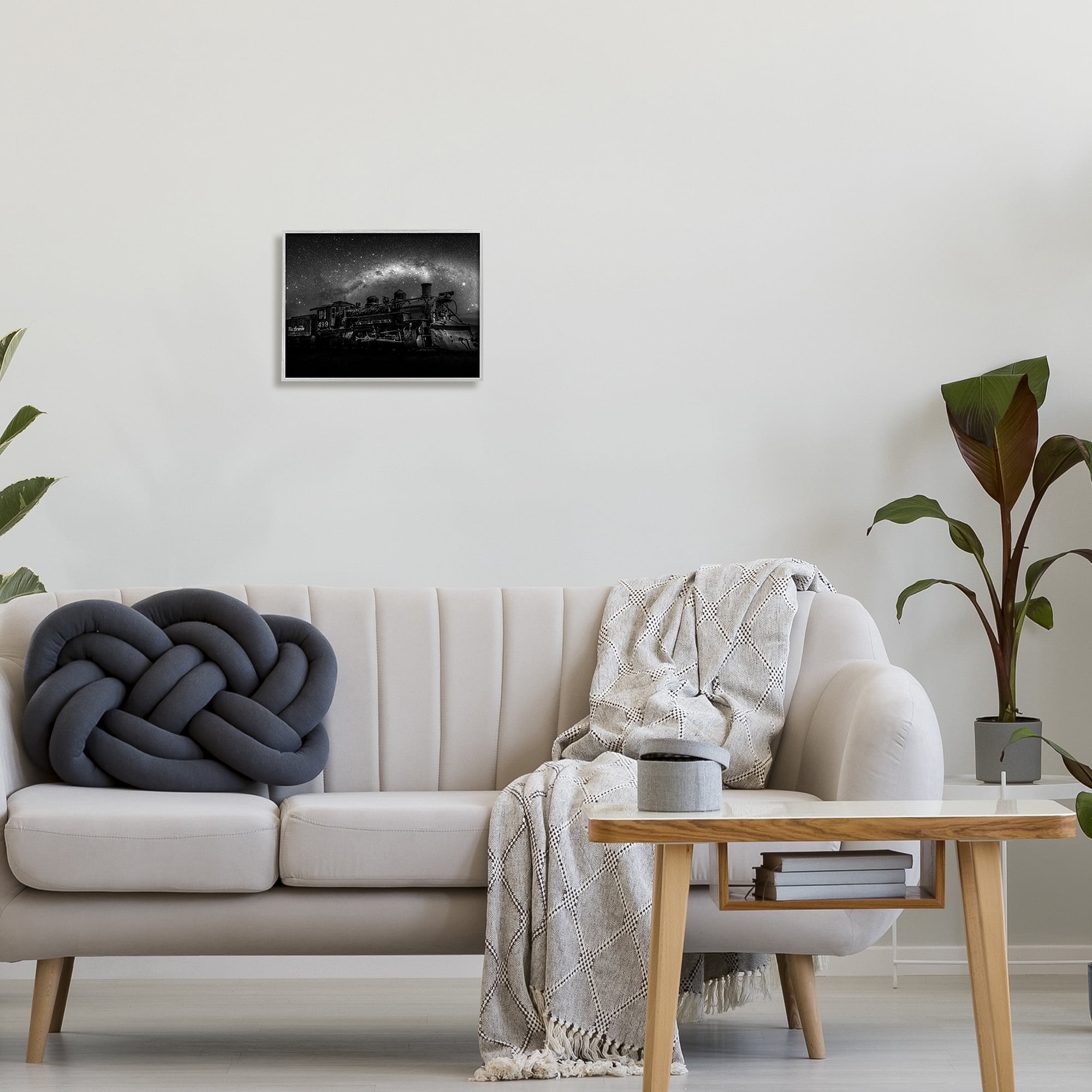 Stupell Industries Train & Night Sky Transportation Painting Gray Framed Art Print Wall Art, 14 x 11