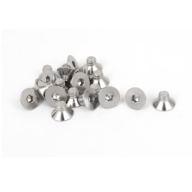 Tornillos de cabeza plana hexagonal de acero inoxidable M5x6mm, 20 piezas