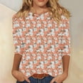 thumbnail image 2 of ZVAVZ Hauts d'Été pour Femmes, T-Shirts à Imprimé Floral Manches 3/4 Col Rond T-Shirts Décontractés Amples Basiques pour Femmes Idées Cadeaux Multicolore m, 2 of 5