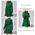 thumbnail image 4 of Vestido Casual De Color Puro, Cómodo, De Cintura Media, A La Moda, Con Manga Larga Abullonada, Vestido Con Volantes, Medio Cuello Alto, Una Línea De Patchwork Para La Vida Diaria, 4 of 6