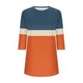 thumbnail image 6 of Fashion Fall Saving Womens Tops Dressy Casual Women's Fashion 3/4 Sleeve Blouse Crewneck Tshirt Long Top With Curved Bottom My Orders, 6 of 6