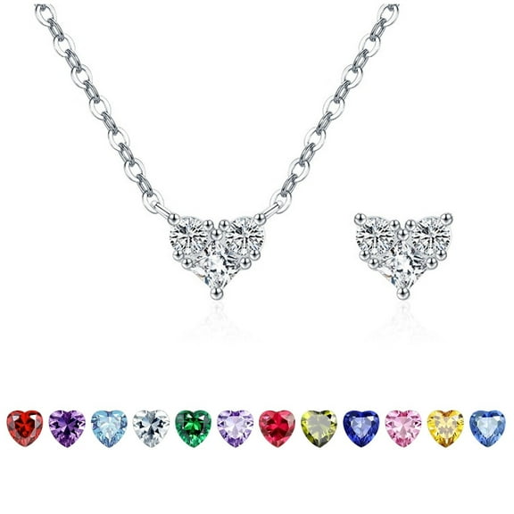 HESHPAWS 925 Sterling Silver Heart Necklace,Double Sided 5A Zirconia Sterling Silver Pendant Necklace Anniversary Birthday Christmas Gifts for Women ,with Gift Box