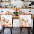 thumbnail image 3 of Fall Pumpkin Chair Covers Set of 4 Red Flower Leaf Thanksgiving Autumn Chair Back Covers Stretch Removable Washable Slipcovers Protector for Dining Room Kitchen Party Decor, 3 of 5