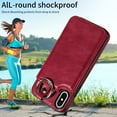 thumbnail image 2 of Feishell for iPhone XS/X Back Flip Wallet Case with ID Credit Card Slots & Metal Ring, Premium PU Leather Shockproof Magnetic Buckle Flip Kickstand Phone Case for Women Men,Red, 2 of 10