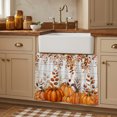 thumbnail image 2 of Fall Orange Pumpkins Cabinet Curtains 28''x35'', Thanksgiving Autumn Leaf Wood Grain Sink Base Skirt for Bathroom Kitchen Under Desk, Laundry Privacy Drape Waterproof Closet Dishwasher Curtains, 2 of 9