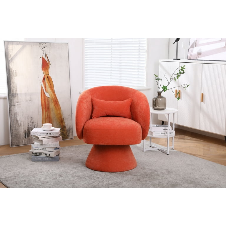 Triple Tree Swivel Barrel Chair, Upholstered Accent Armchair with