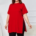 thumbnail image 2 of Oversized Tshirt Dress Women Crew Neck Side Slit Womens Blouses Loose Lightweight Casual Womens Summer Tops Short Sleeve, 2 of 5