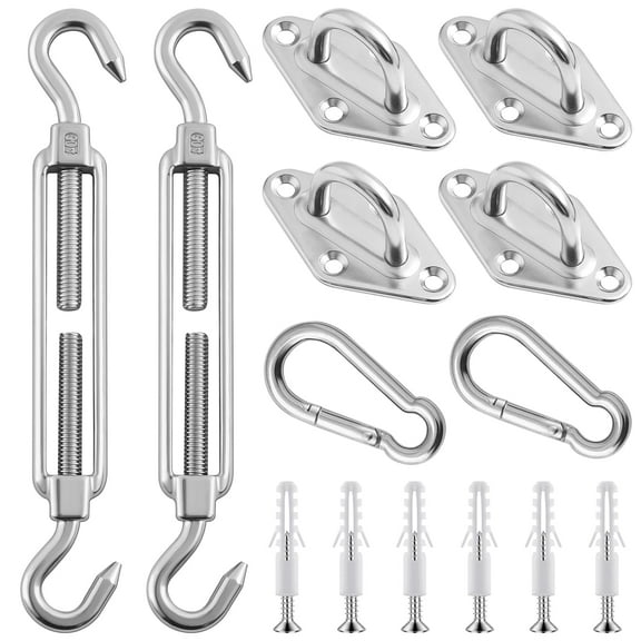 GOGRASS Shade Sail Hardware Kit, Available for Installation of Outdoor Sun Shade Sails in 304 Stainless Steel, 40 Pcs