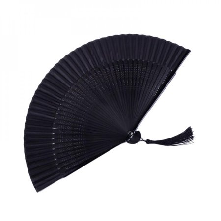

Chinese Antique Paint Black Folding Fan Head S-shaped Hollow Decoration Craft