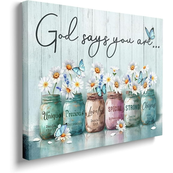 Bathroom Wall Art Inspirational Canvas Wall Art Scripture Wall Art Butterfly Motivational Wall Art Bible Wall Art Quotes Inspirational Wall Art For Women Daisy Farmhouse Wall Art Framed 12x16 Inch